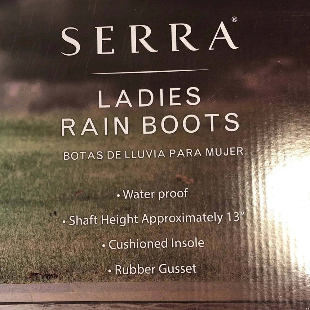 Serra Yellow & Navy blue Polka Dot Ladies' Rain rubber Boots - Picture 10 of 14
